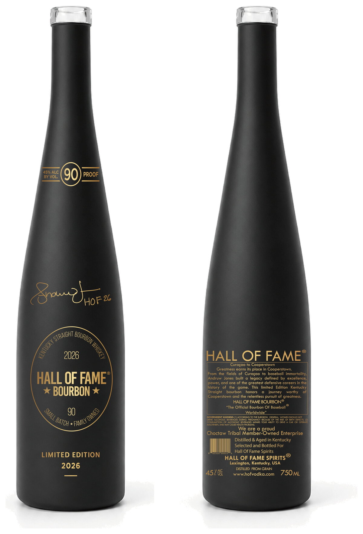 Front and back of the Hall of Fame Straight Kentucky Bourbon bottle