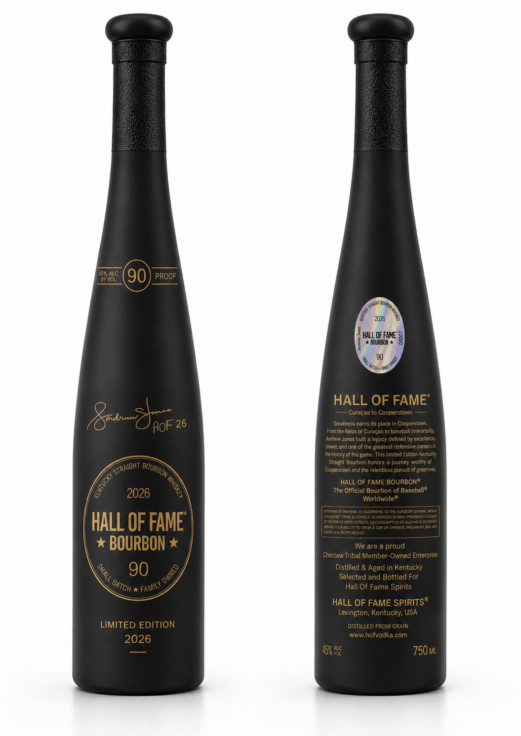 Front and back of the Hall of Fame Straight Kentucky Bourbon bottle